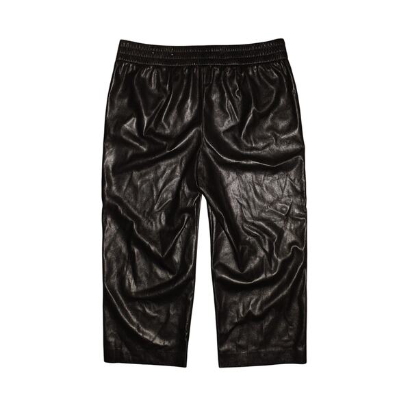 CHICO'S $99 Black Faux Leather Cropped Pant Elastic Waist Chico's 3 / US XL - Picture 2 of 3